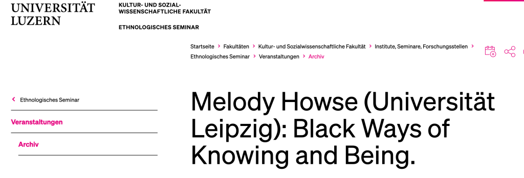 Talk: Black Ways of knowing and&nbsp;being
